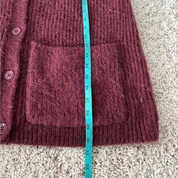 Wilfred Maroon Longline Button Front Mohair Wool Blend Cardigan XS - Picture 9 of 9